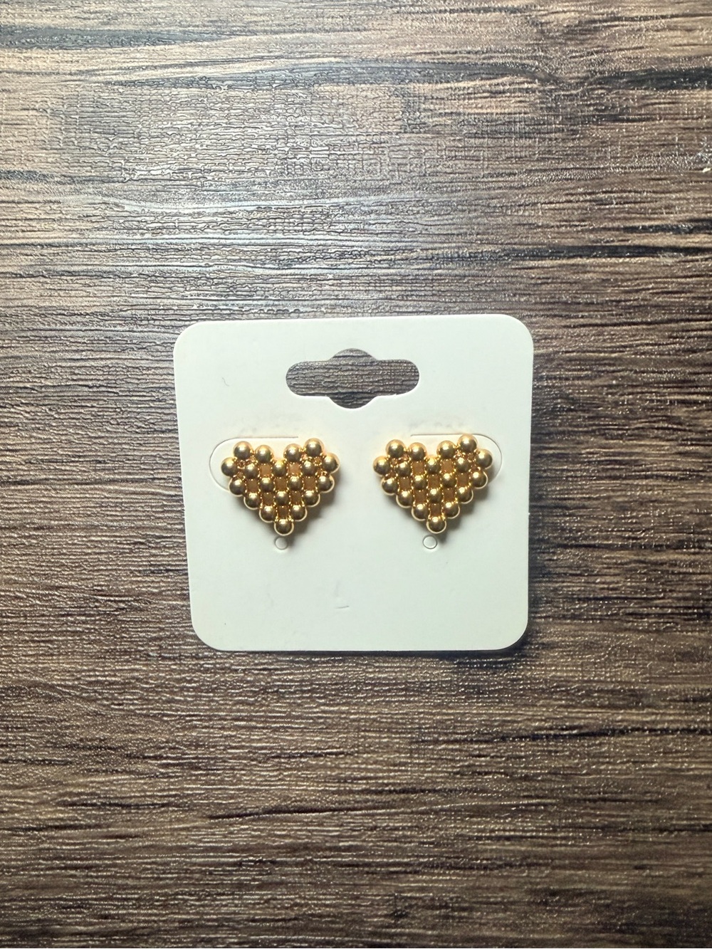 Gold Heart Bead Stud Earrings - Women Jewelry